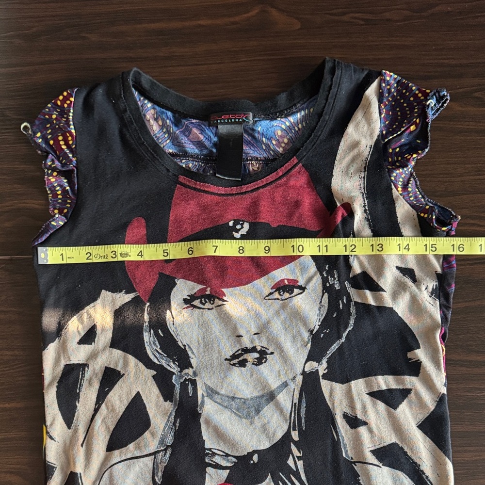 Custo Barcelona Girls' Graphic Tank Top in Black, Red & Cream - Picture 3 of 5